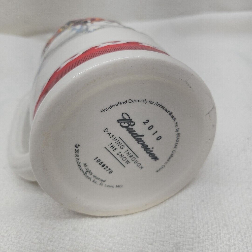 Budweiser Holiday Stein Collection 2010 "Dashing Through The Snow" Beer Mug - Picture 14 of 14